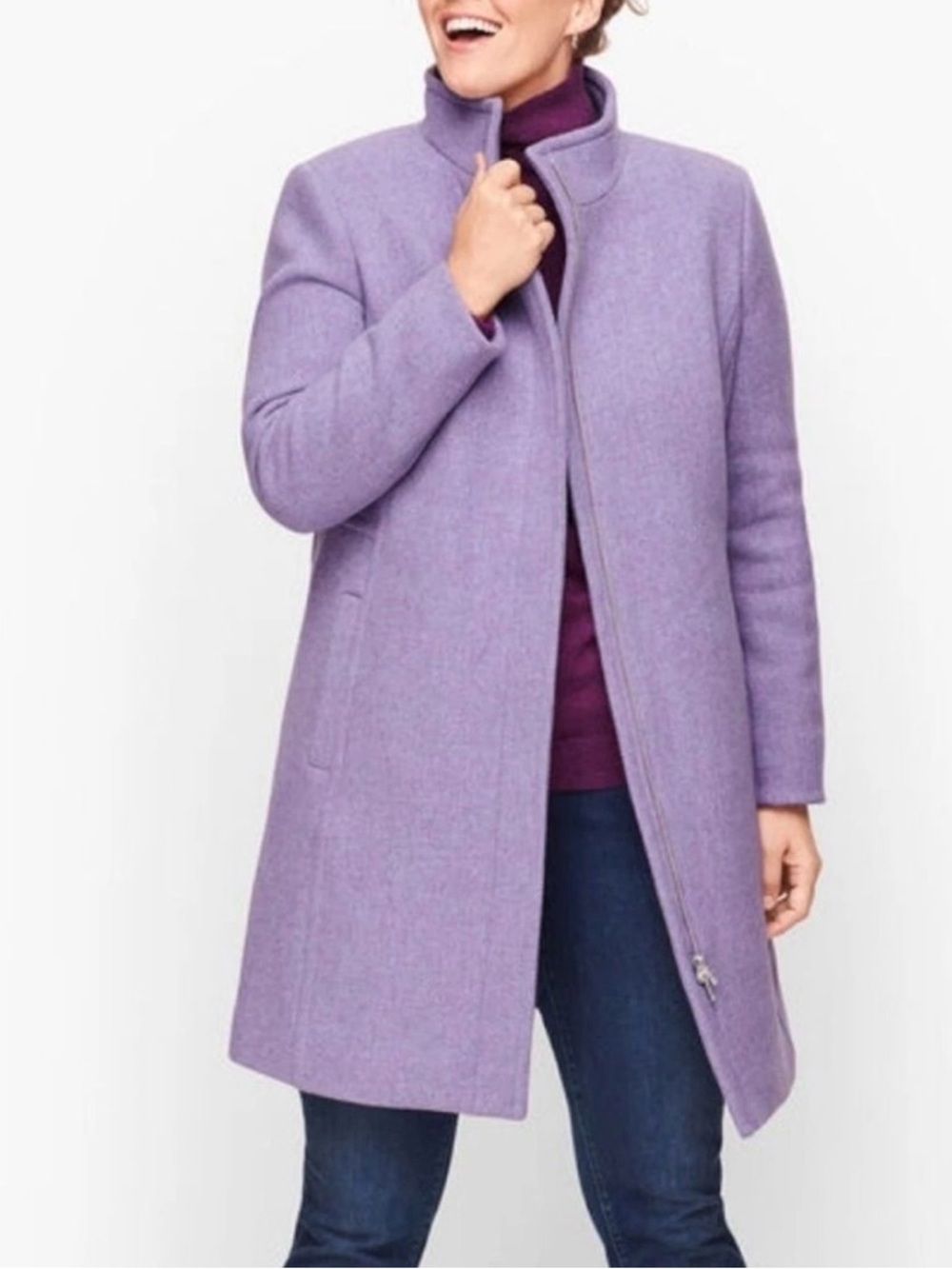 NWT Talbots Lavender Wool Blend Stand Collar Pea Coat Size 12